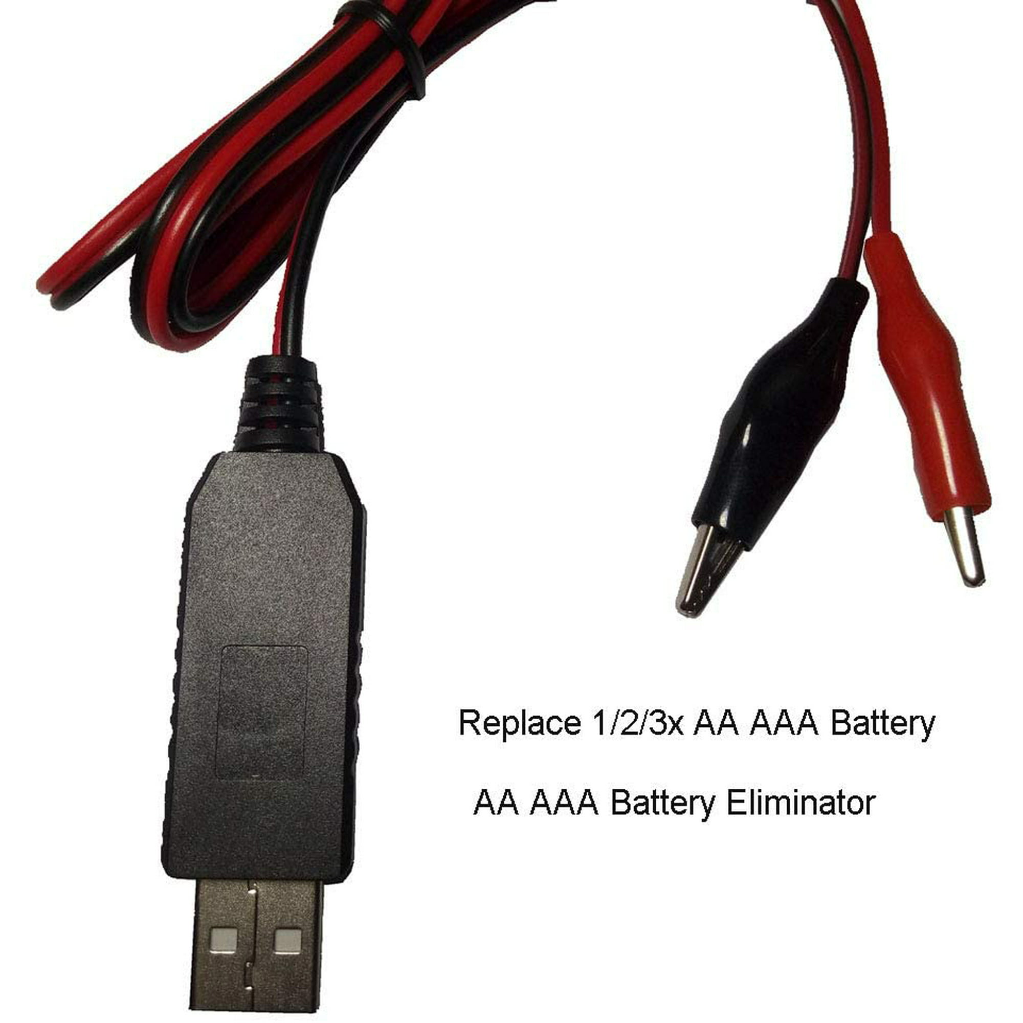 AA/AAA Battery Eliminator USB 5V to 1.5V/3V/4.5V Step-down Cable for Clocks Toys